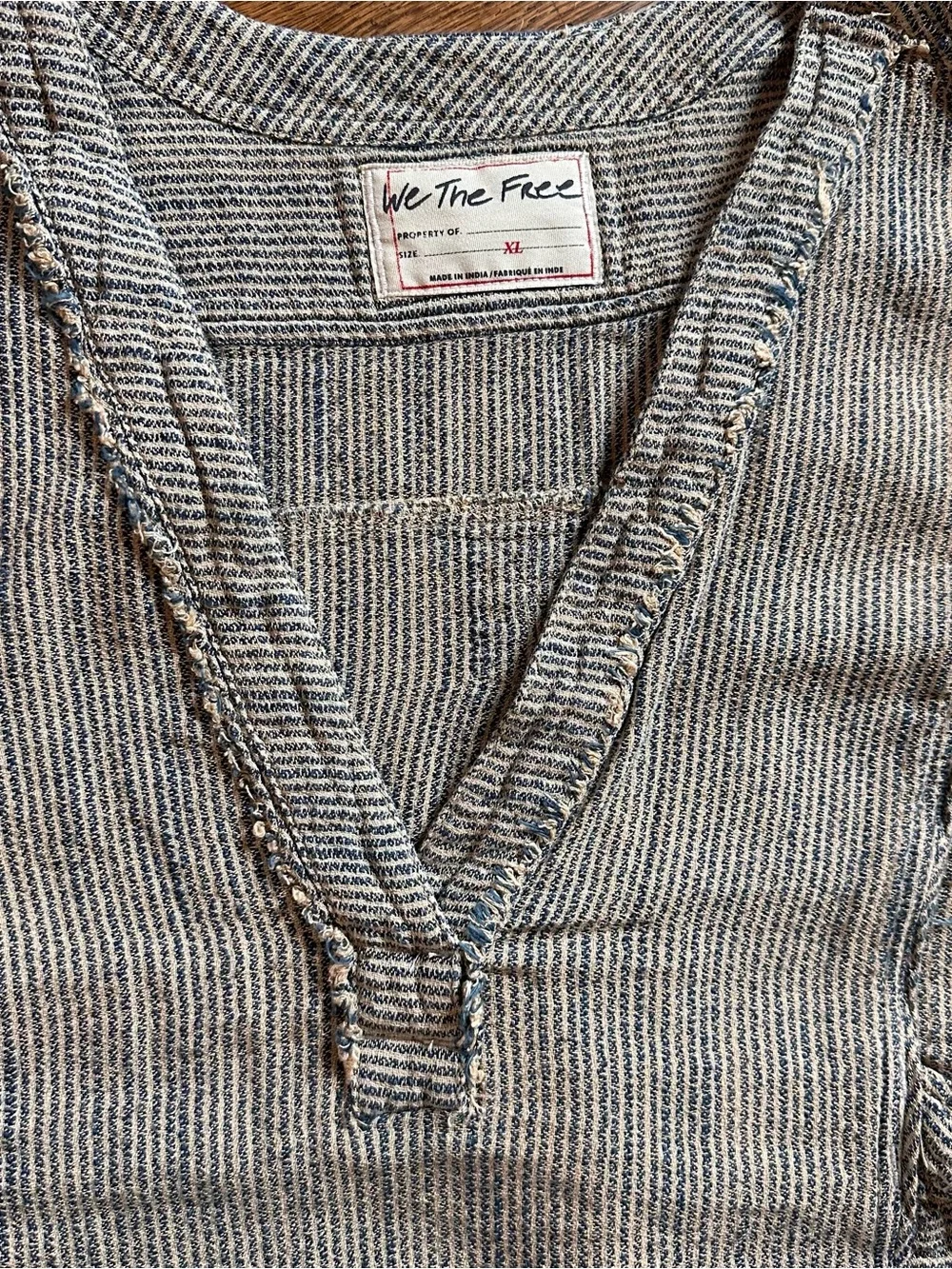 Free People We The Free By The Shore Slouchy Shirt Deep V-Neck Railroad Stripes - Picture 12 of 16
